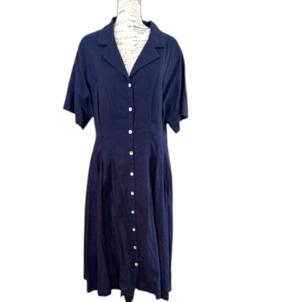 Halston Linen Blend Button down Dress